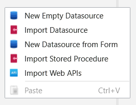 Picture showing Datasources options.
